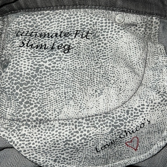 Chico’s‎ Platinum washed gray 5 pocket slim leg jeans Sz 8 short - Picture 9 of 9